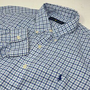 Ralph Lauren Blue Plaid Pony Long Sleeve Button Down Shirt Large L